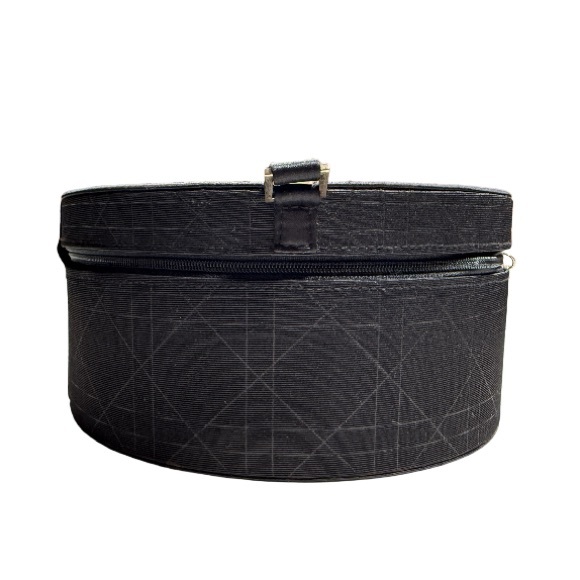 DIOR | Parfums VTG Black Round Travel Makeup Vanity Jewelry Box Case Vacation - Picture 4 of 16